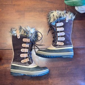 Sorel Joan of Arctic Hawk Fur Top Waterproof Winter Boots
